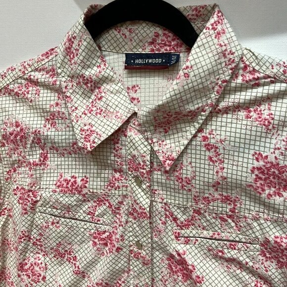 Vintage Hollywood Western Floral Button Down Blouse with Pearl Snaps size Medium - Picture 2 of 11